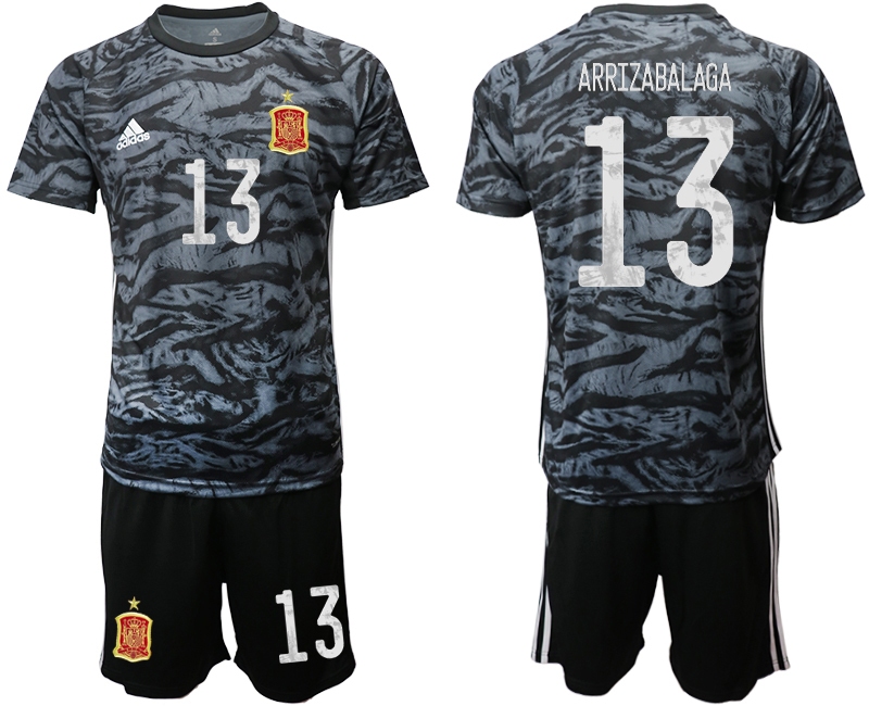 Men 2021 European Cup Spain black goalkeeper #13 Soccer Jersey->spain jersey->Soccer Country Jersey